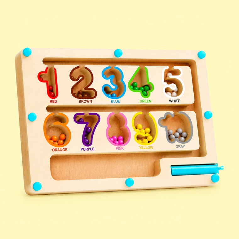 WOODEN MAGNETIC COLOUR SORTING MAZE