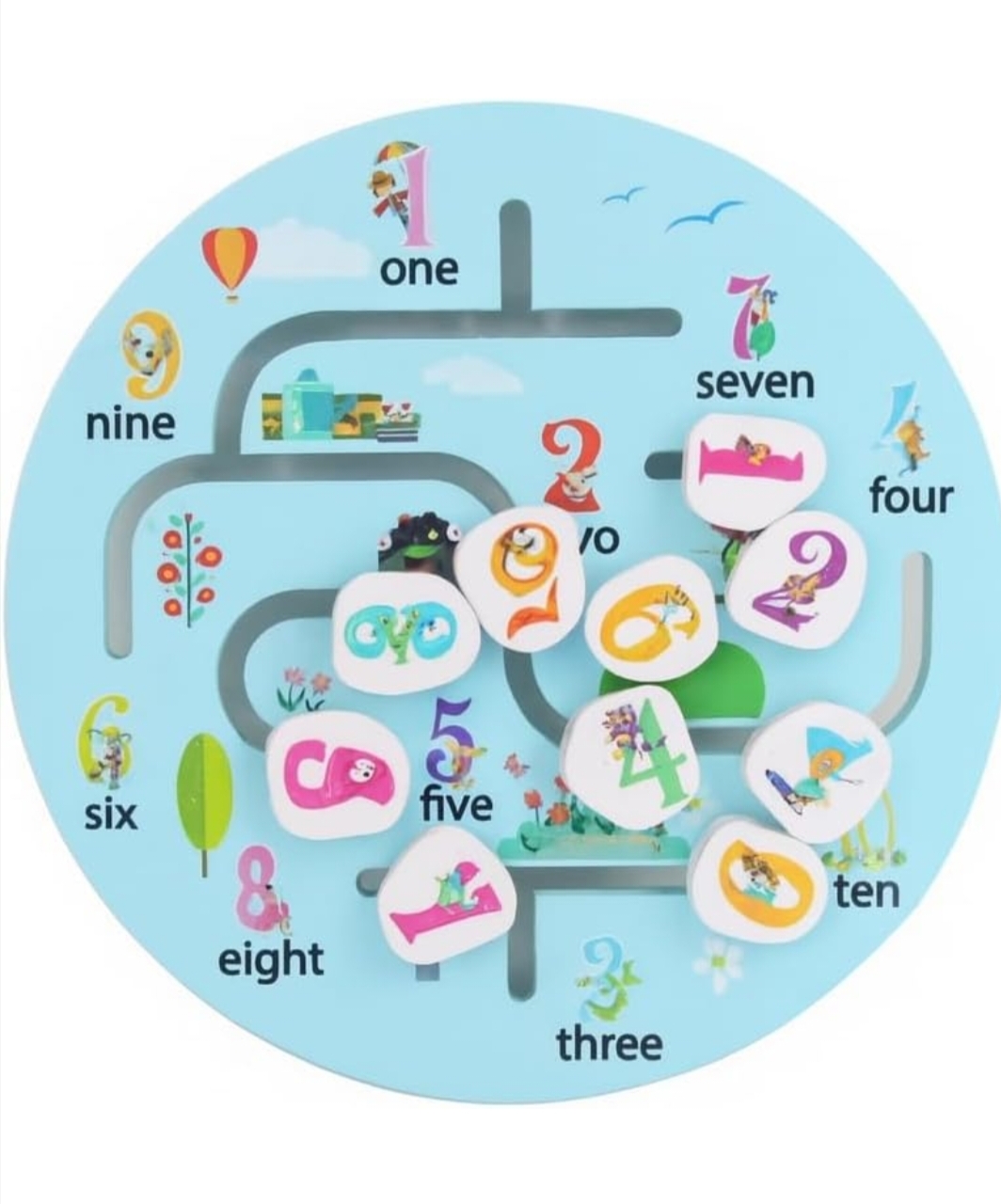 ROUND SHAPE WOODEN NUMBER MAZE
