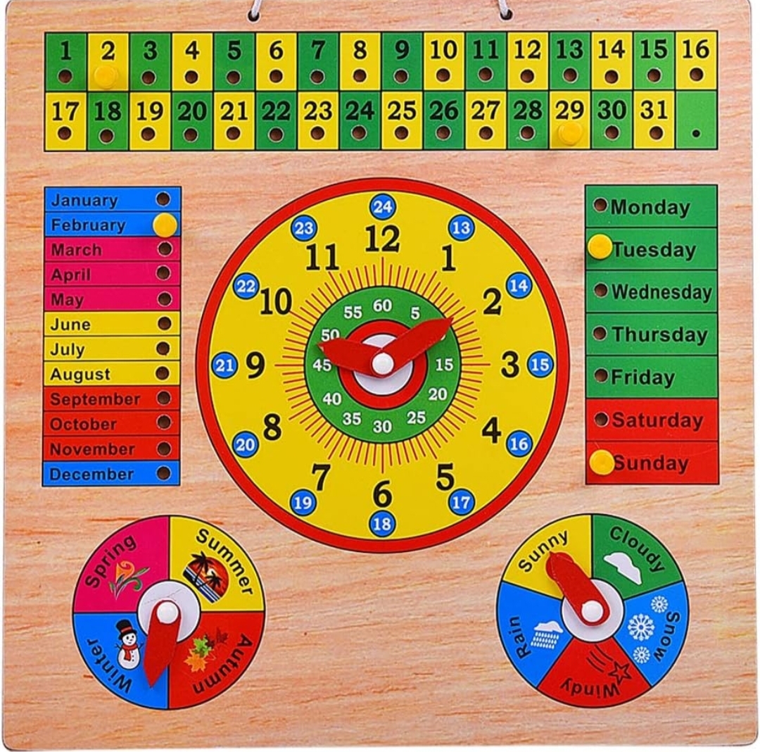 ALL IN 1 WOODEN CLOCK