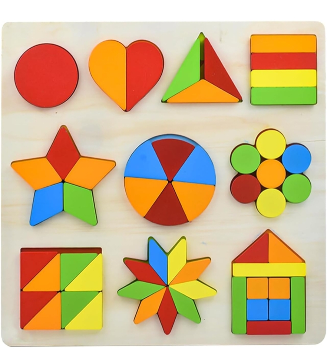 10 IN 1 WOODEN MONTESSORI SHAPE PUZZLE
