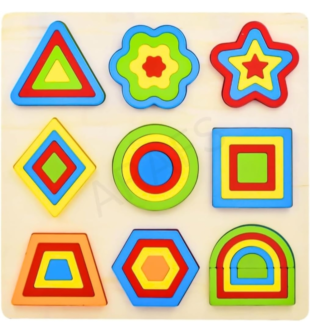 9 IN 1 WOODEN MONTESSORI SHAPE PUZZLE 
