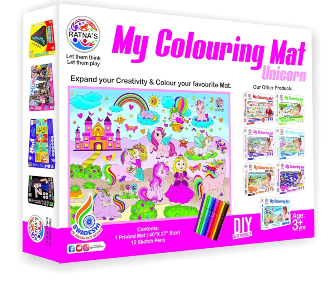 WASHABLE COLOURING MAT - UNICORN THEME