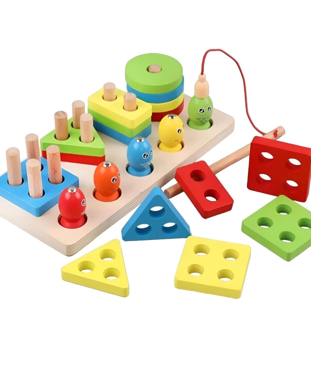 WOODEN MONTESSORI SHAPE SORTING AND MAGNETIC FISHING