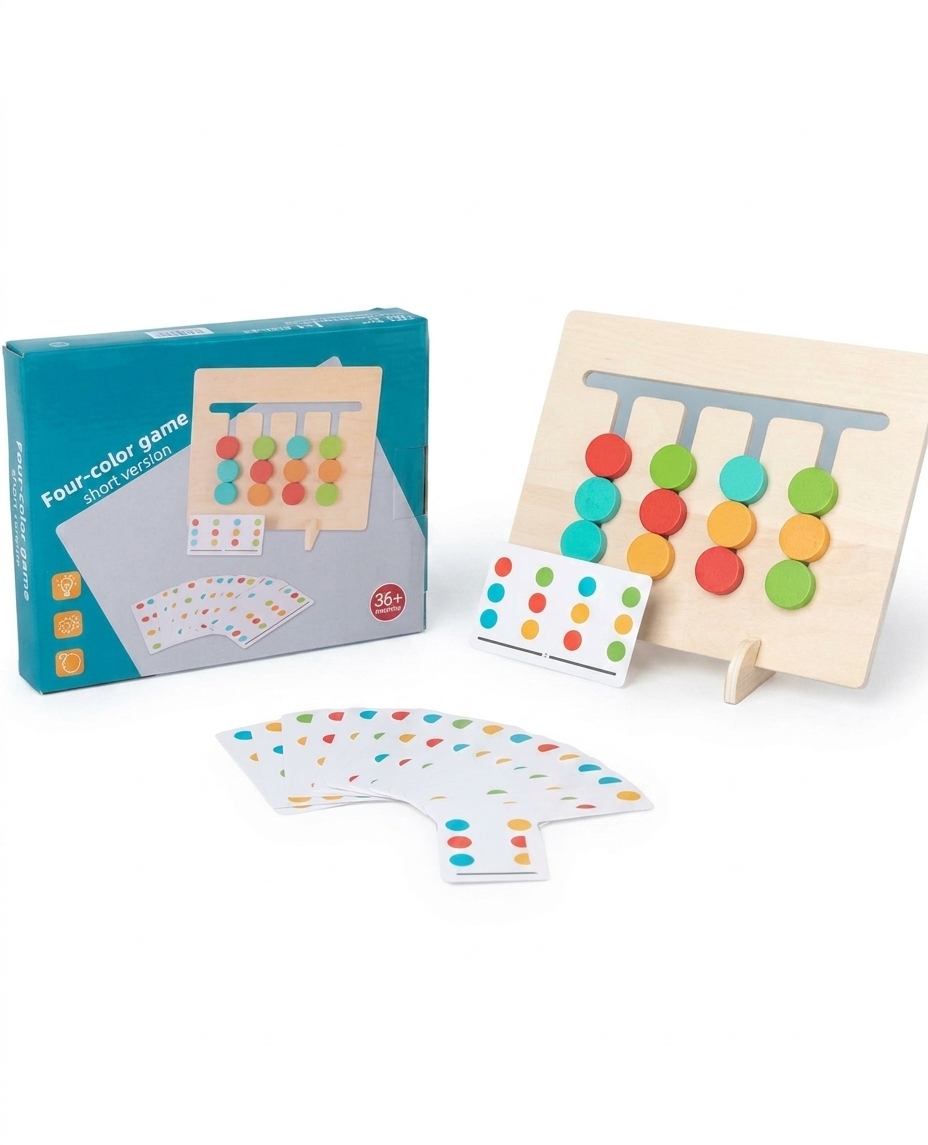 WOODEN 2 IN 1 DOUBLE SIDED COLOUR SORTING GAME 