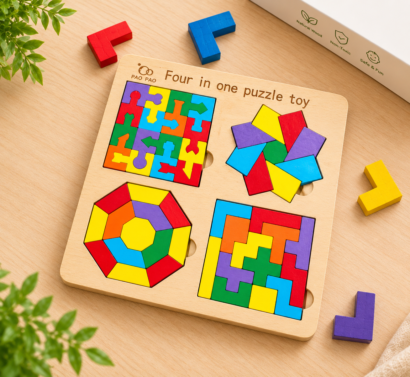 4 IN 1 WOODEN PUZZLE