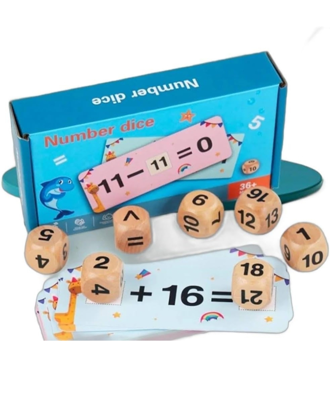 WOODEN NUMBER DICE SET