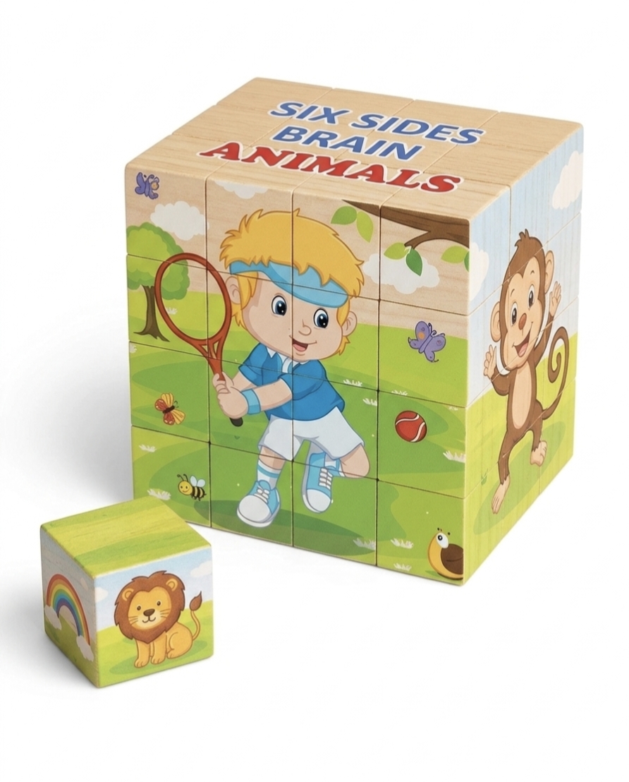 3D WOODEN JIGSAW PUZZLE CUBE BLOCKS