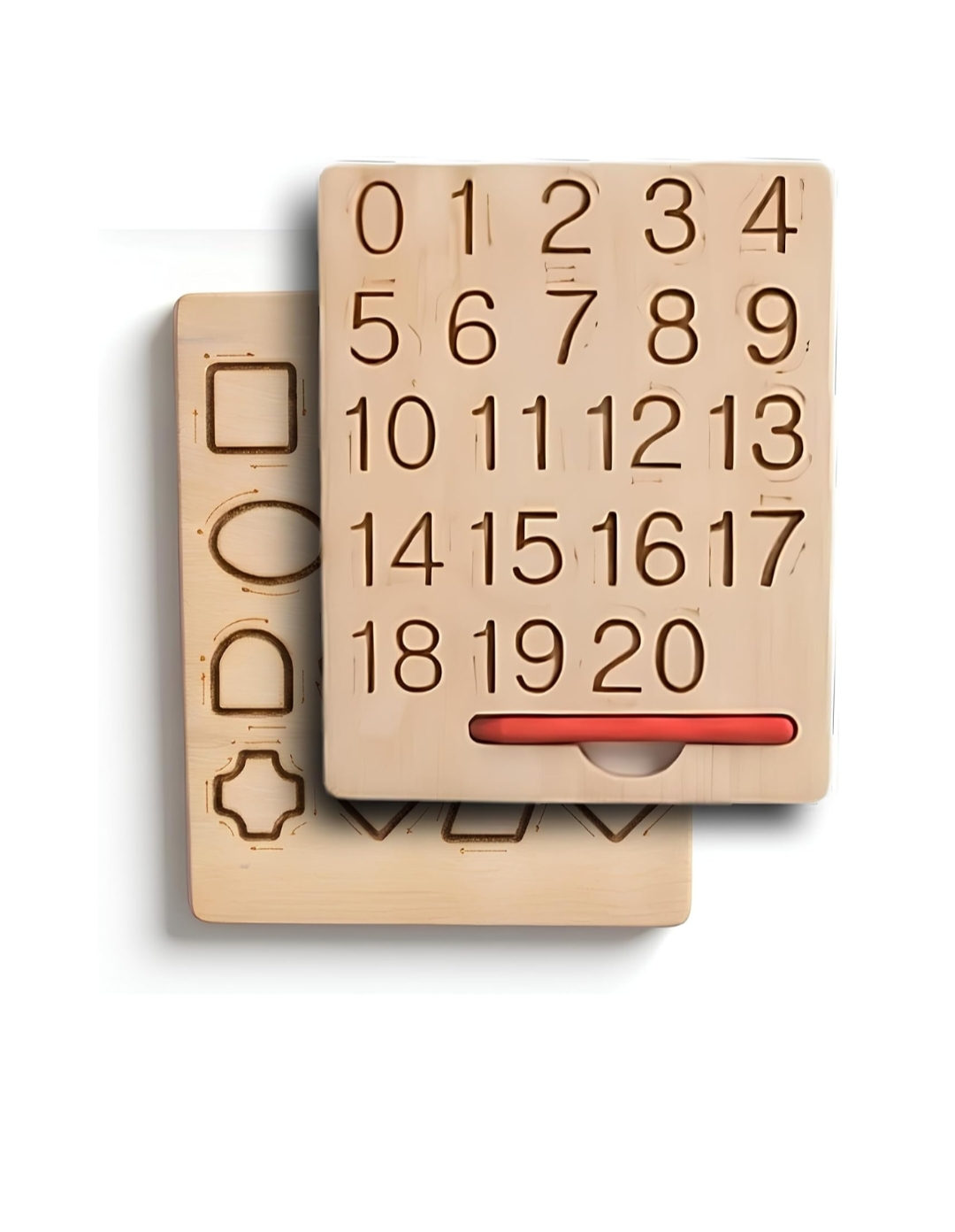 WOODEN NUMBERS AND SHAPES TRACING BOARD 