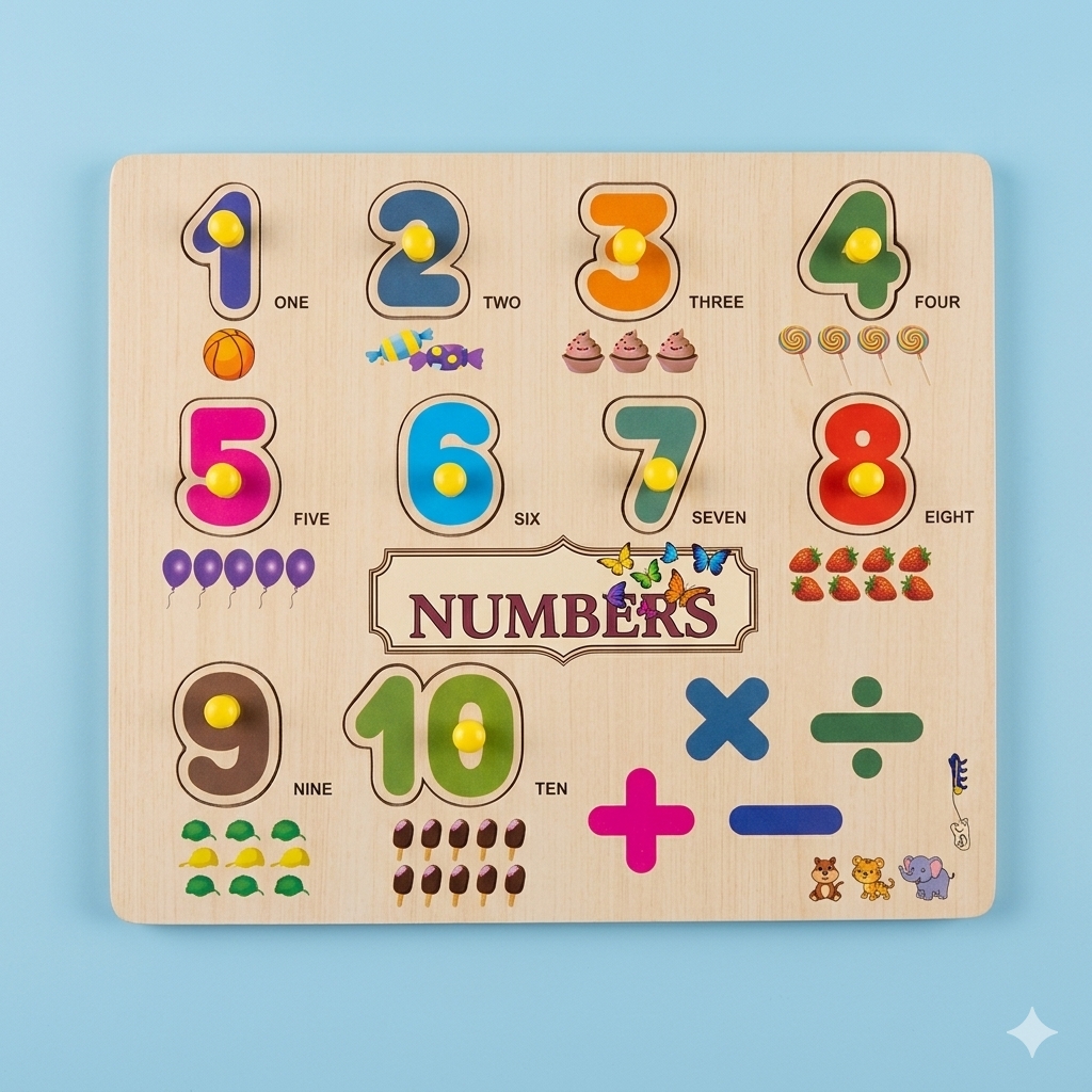 WOODEN NUMBER PEG PUZZLE