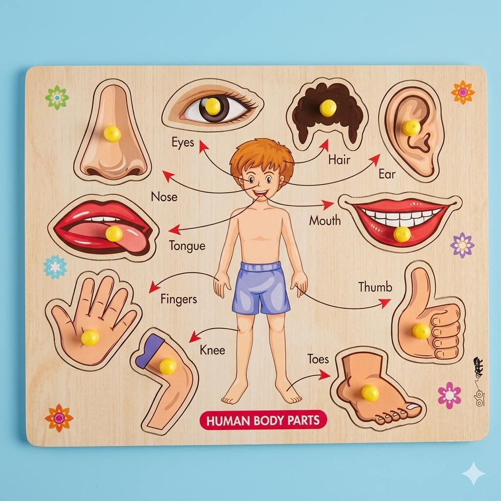 WOODEN BODY PARTS PEG PUZZLE