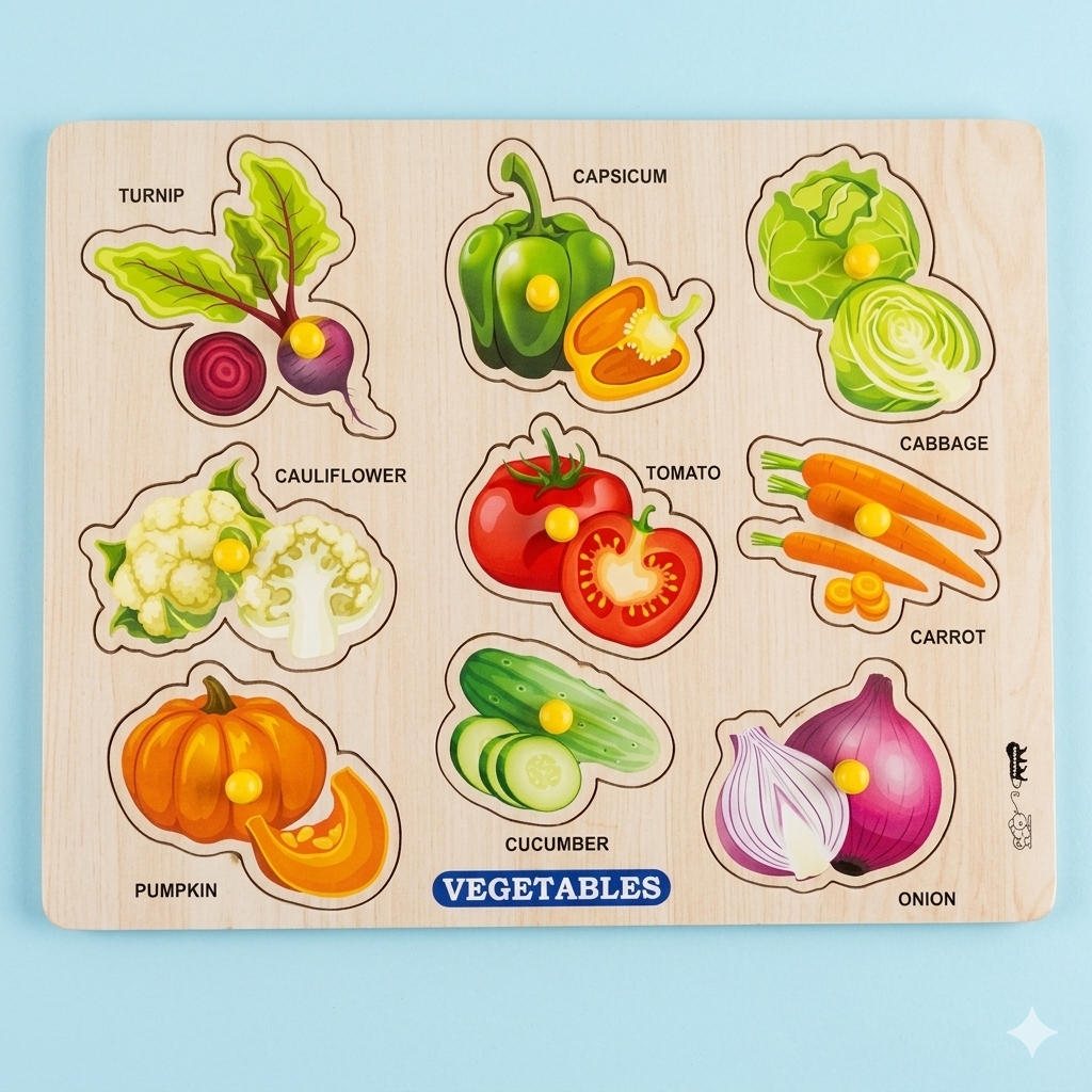 WOODEN VEGETABLE PEG PUZZLE