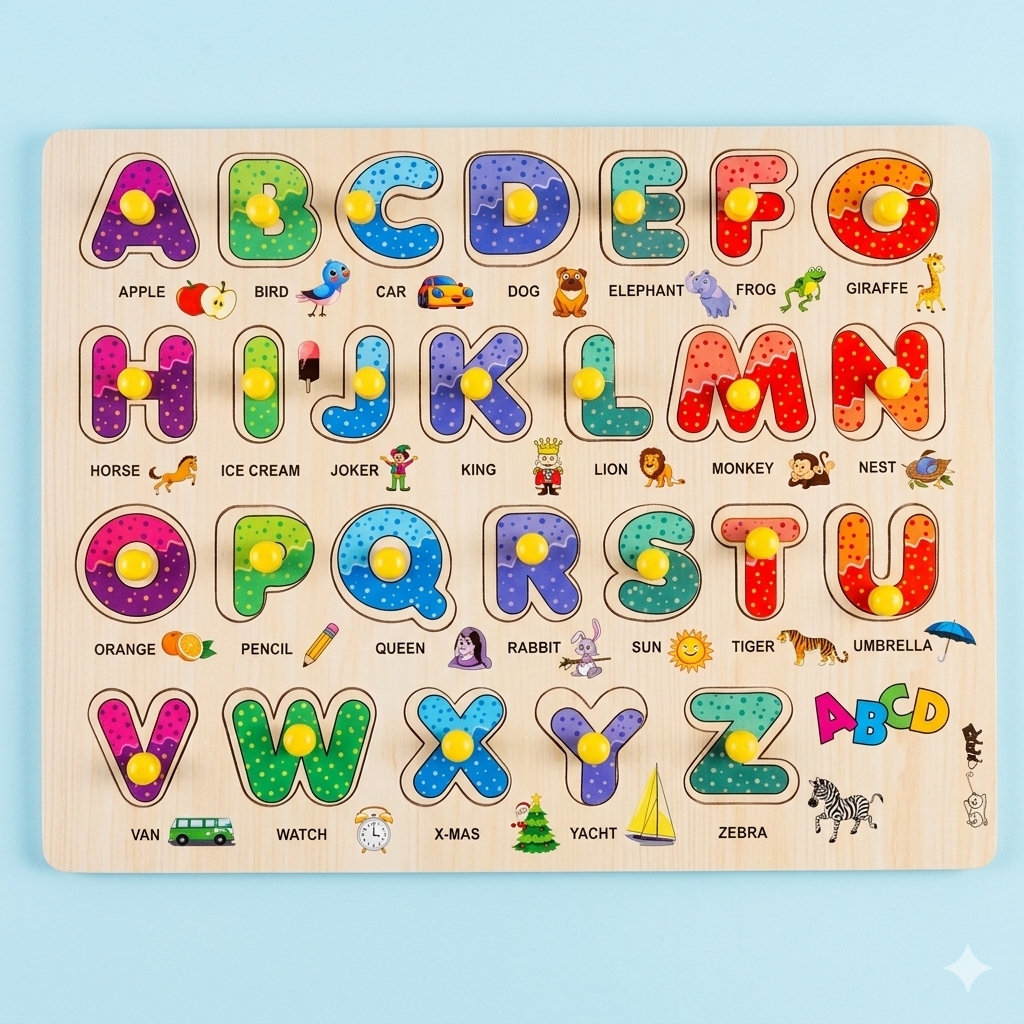 WOODEN ALPHABETS PEG PUZZLE