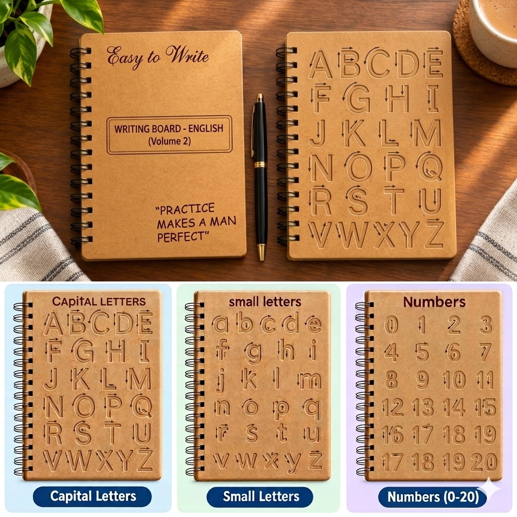 ALPHABETS AND NUMBERS WRITING PRACTICE BOOK