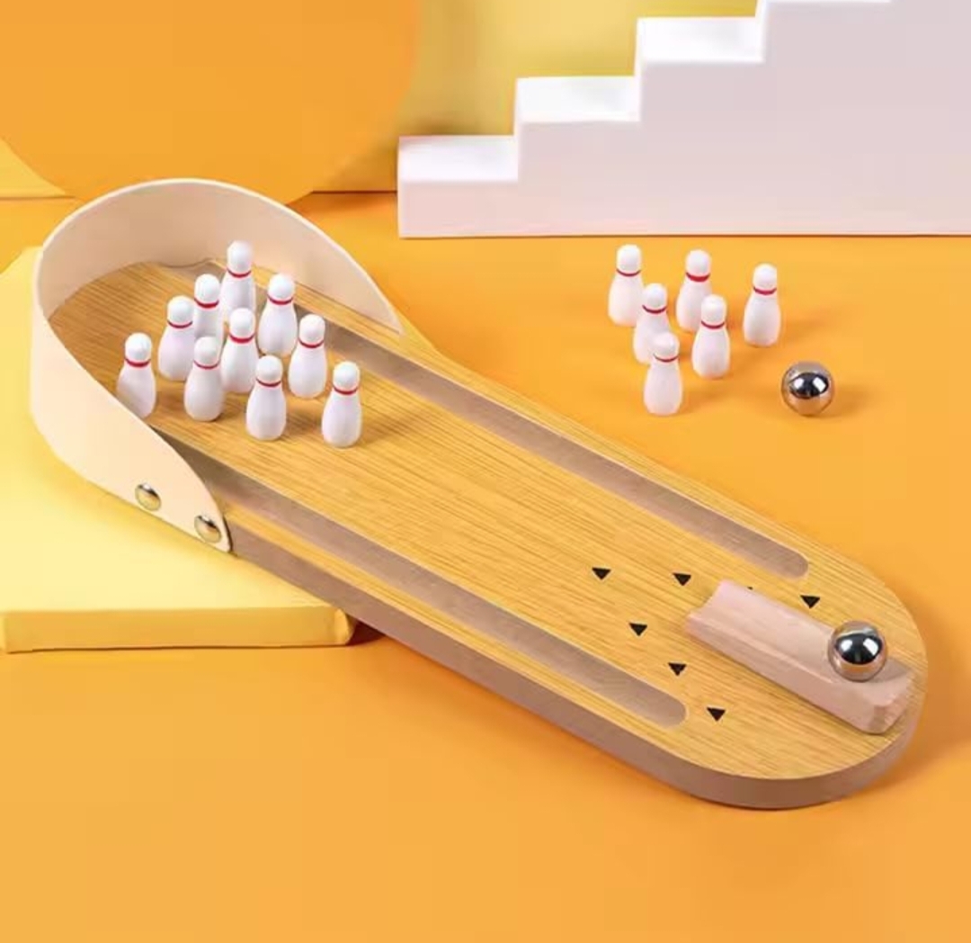 WOODEN DESKTOP BOWLING GAME