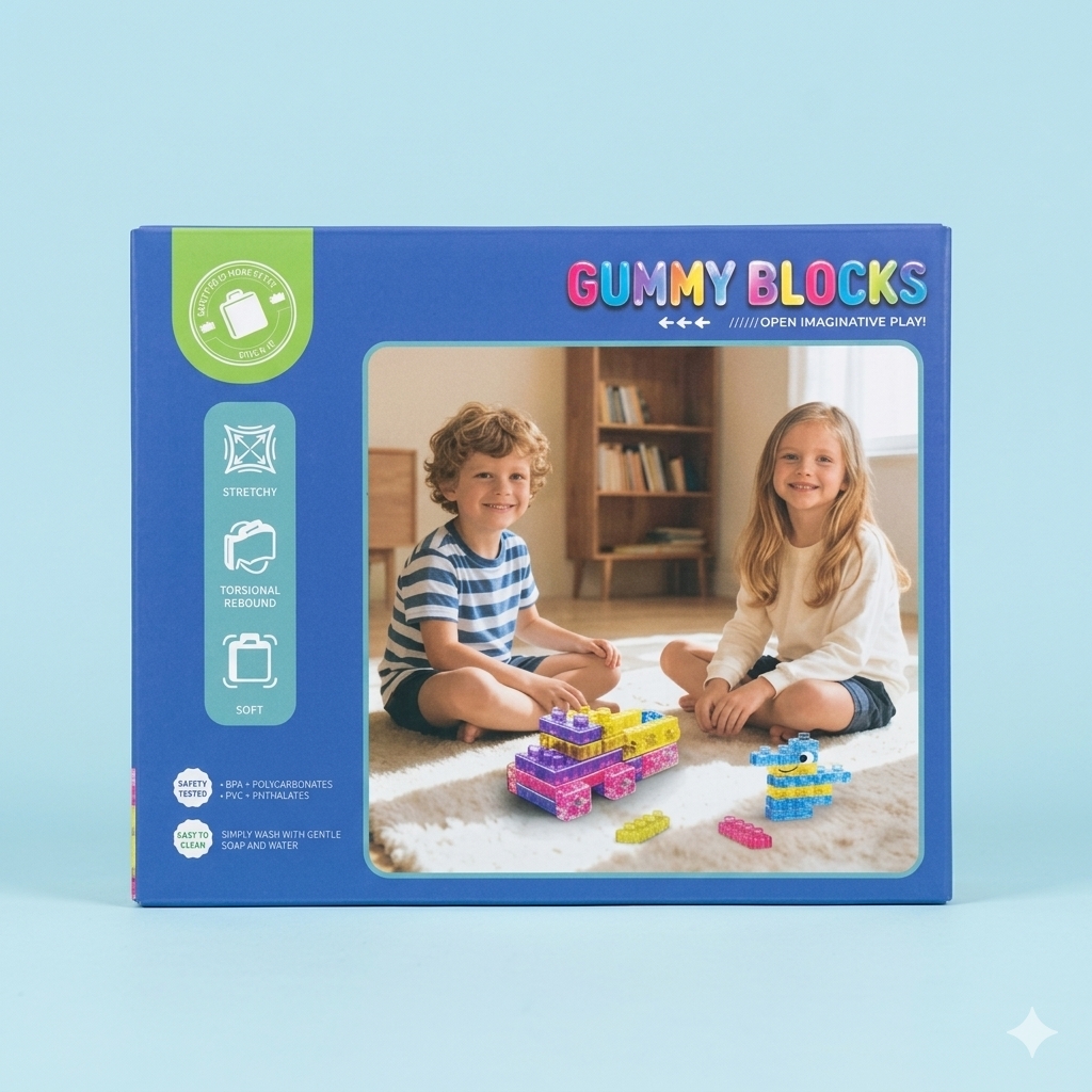 40 PCS SENSORY SOFT MAGIC GUMMY BUILDING BLOCKS