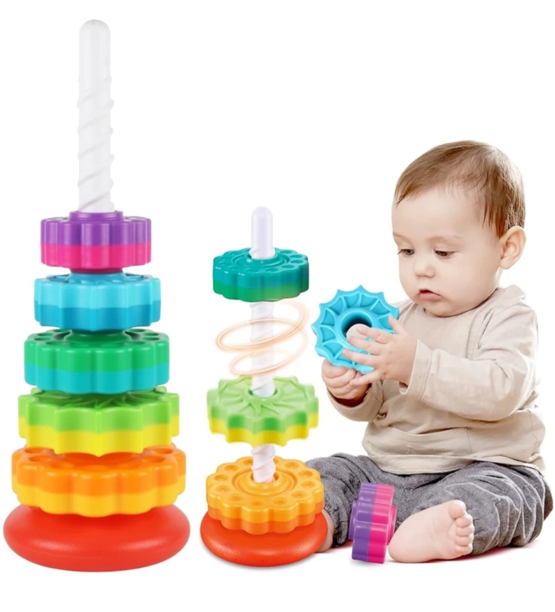 RAINBOW SPINNING TOWER STACKING TOY