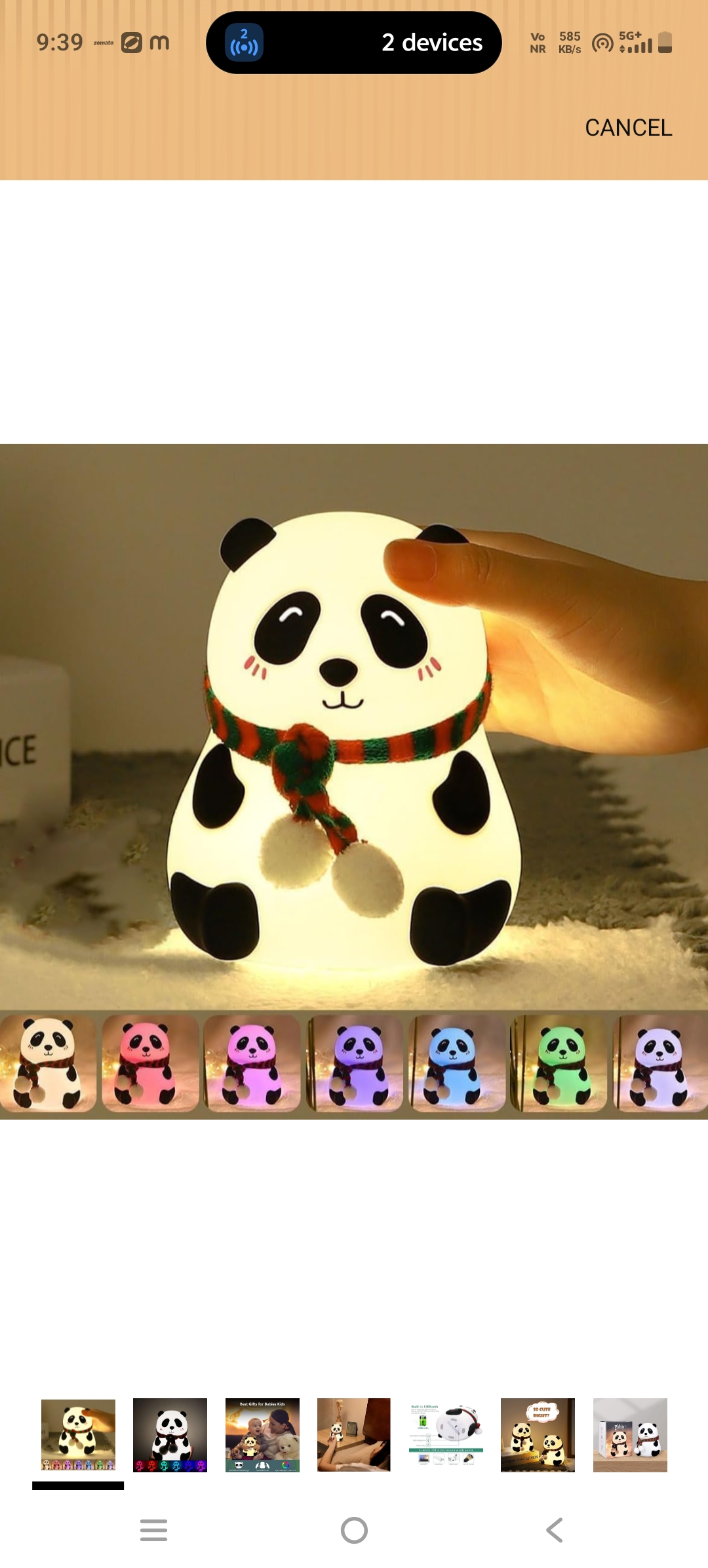 RECHARGEABLE SILICONE PANDA NIGHT LIGHT