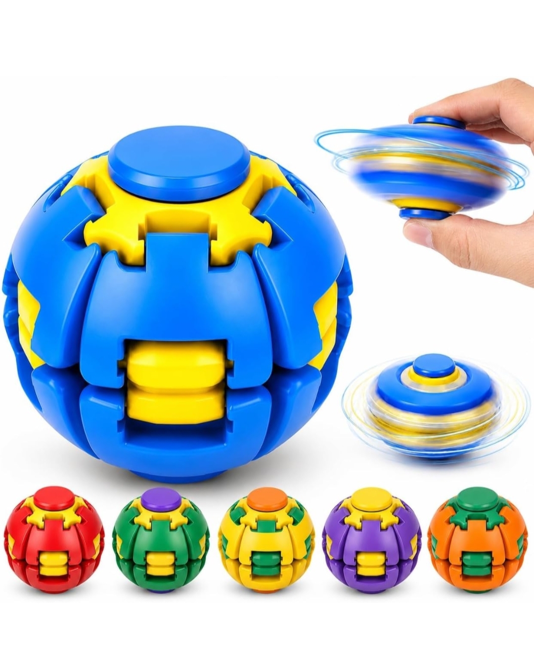 Press to Spin Fidget Ball-Gyroscopic Fidget Spinner Toy with 360° Rotating Spin