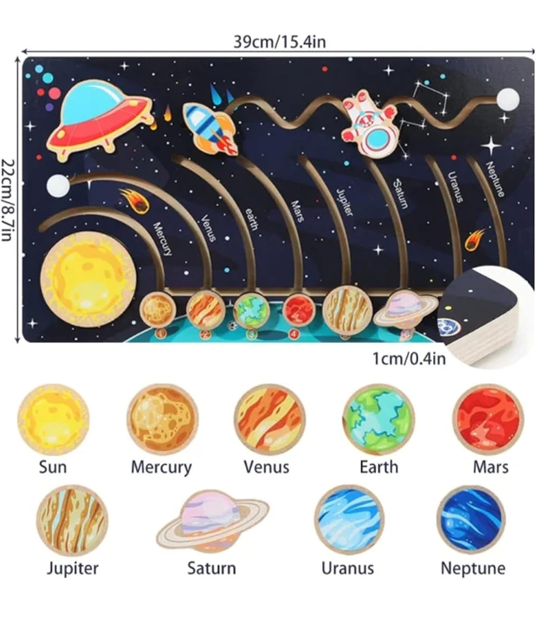 WOODEN SOLAR SYSTEM MAZE BOARD 