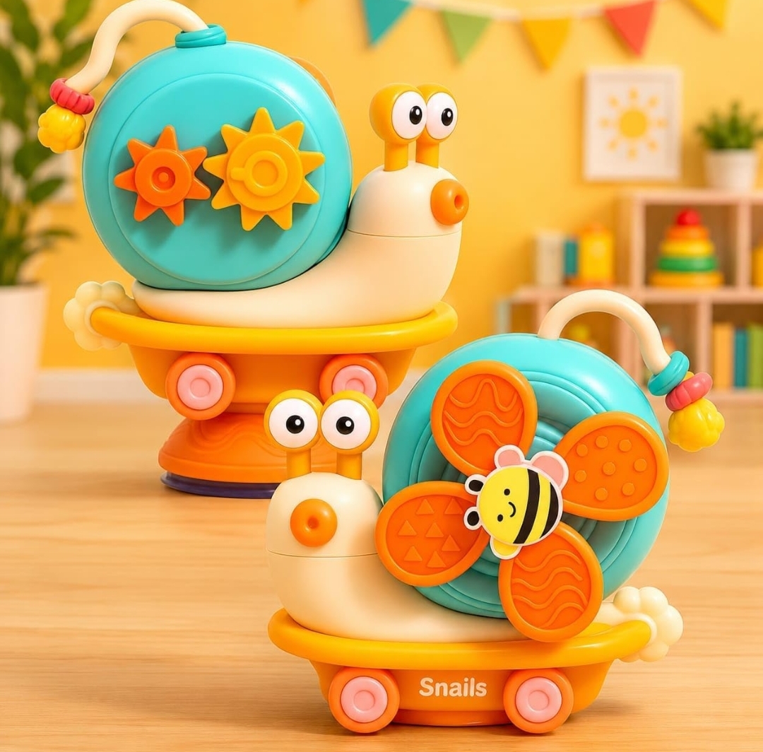 5-in-1 Baby Suction Snail Spinner Toy