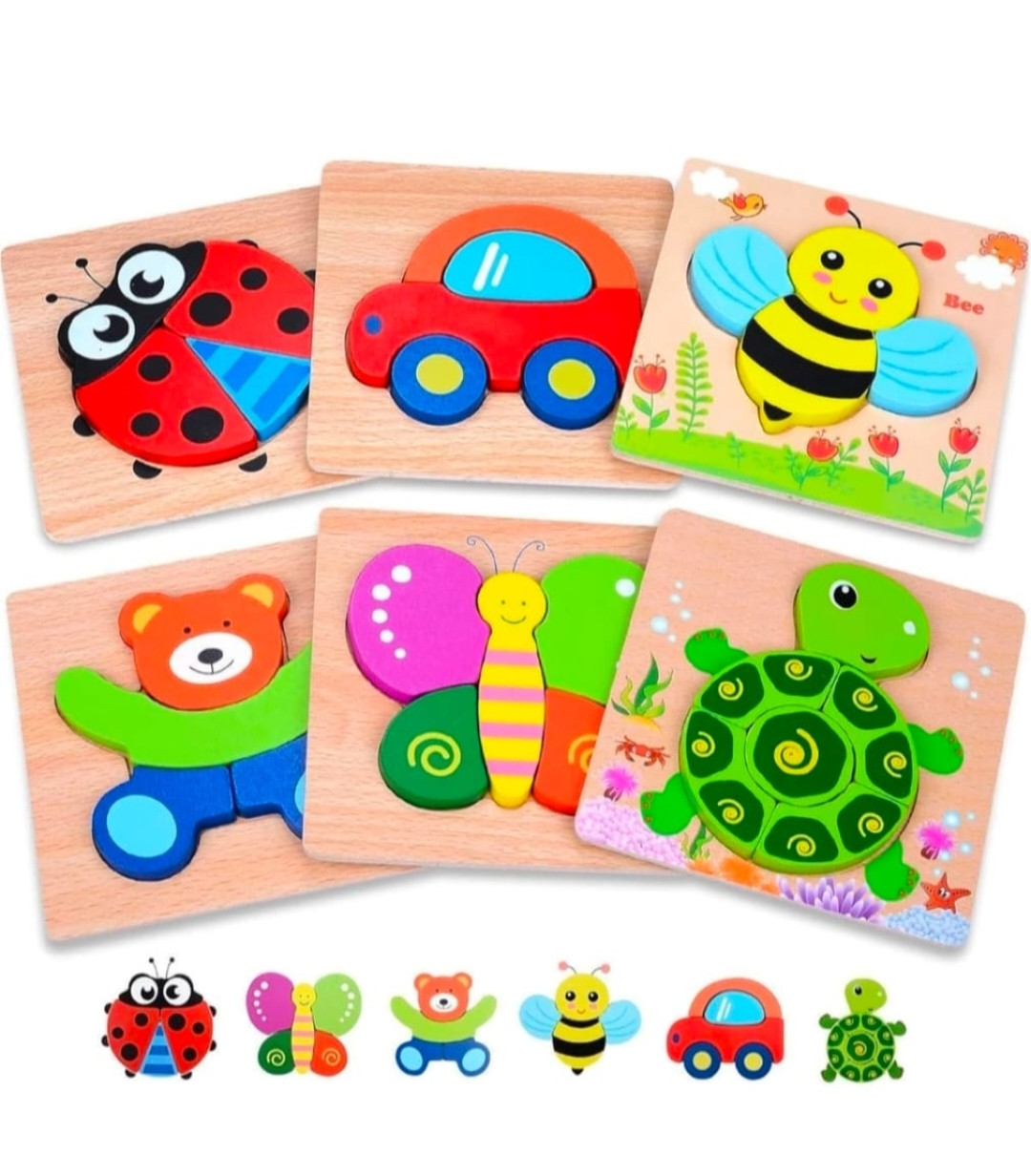WOODEN CHUNKY PUZZLE SET OF 6