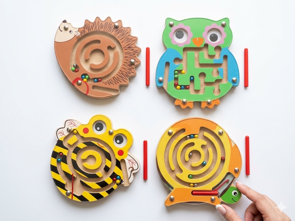 WOODEN ANIMAL MAGNETIC MAZE