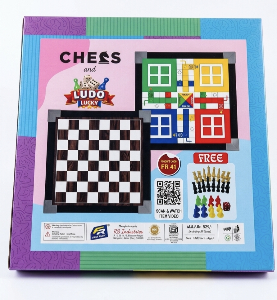 2 IN 1 WOODEN LUDO AND CHESS