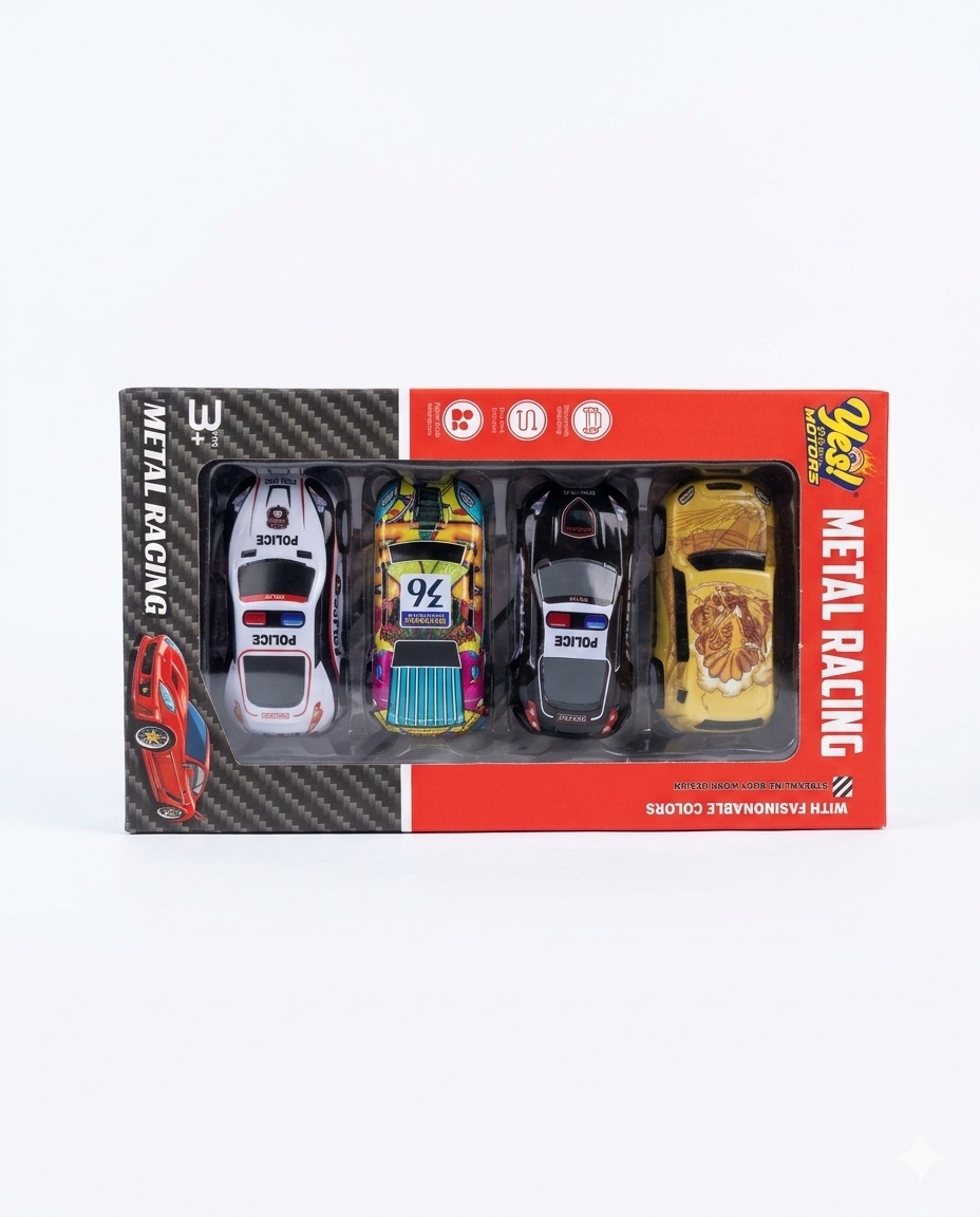 4 PCS METAL RACING CARS