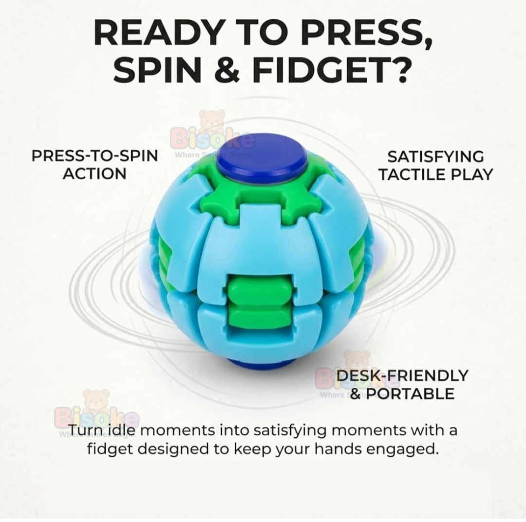 Press to Spin Fidget Ball-Gyroscopic Fidget Spinner Toy with 360° Rotating Spin hover