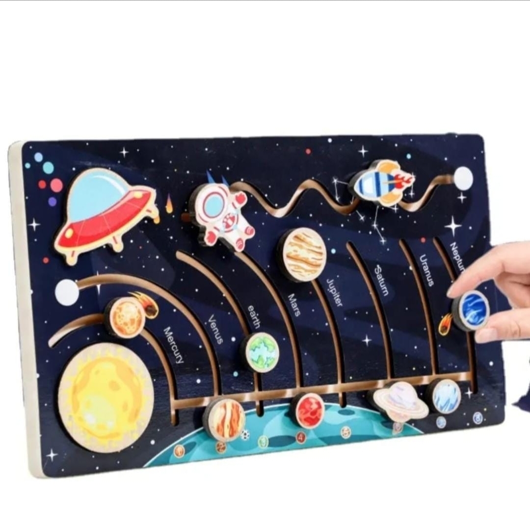WOODEN SOLAR SYSTEM MAZE BOARD  hover