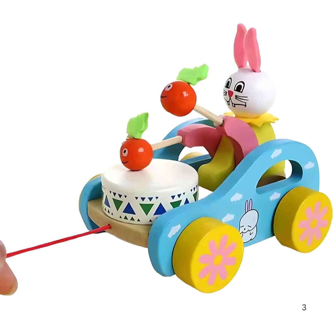 WOODEN MUSICAL BUNNY PULL ALONG TOY hover