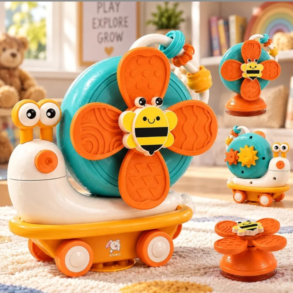 5-in-1 Baby Suction Snail Spinner Toy hover