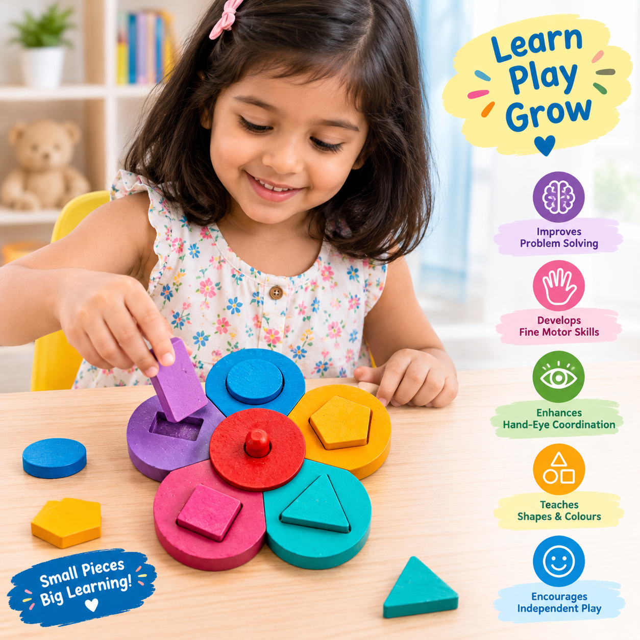 WOODEN SHAPE SORTING -FLOWER SHAPE hover