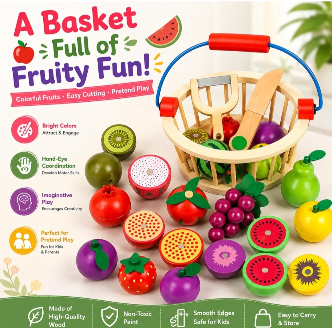 WOODEN FRUIT BASKET  hover