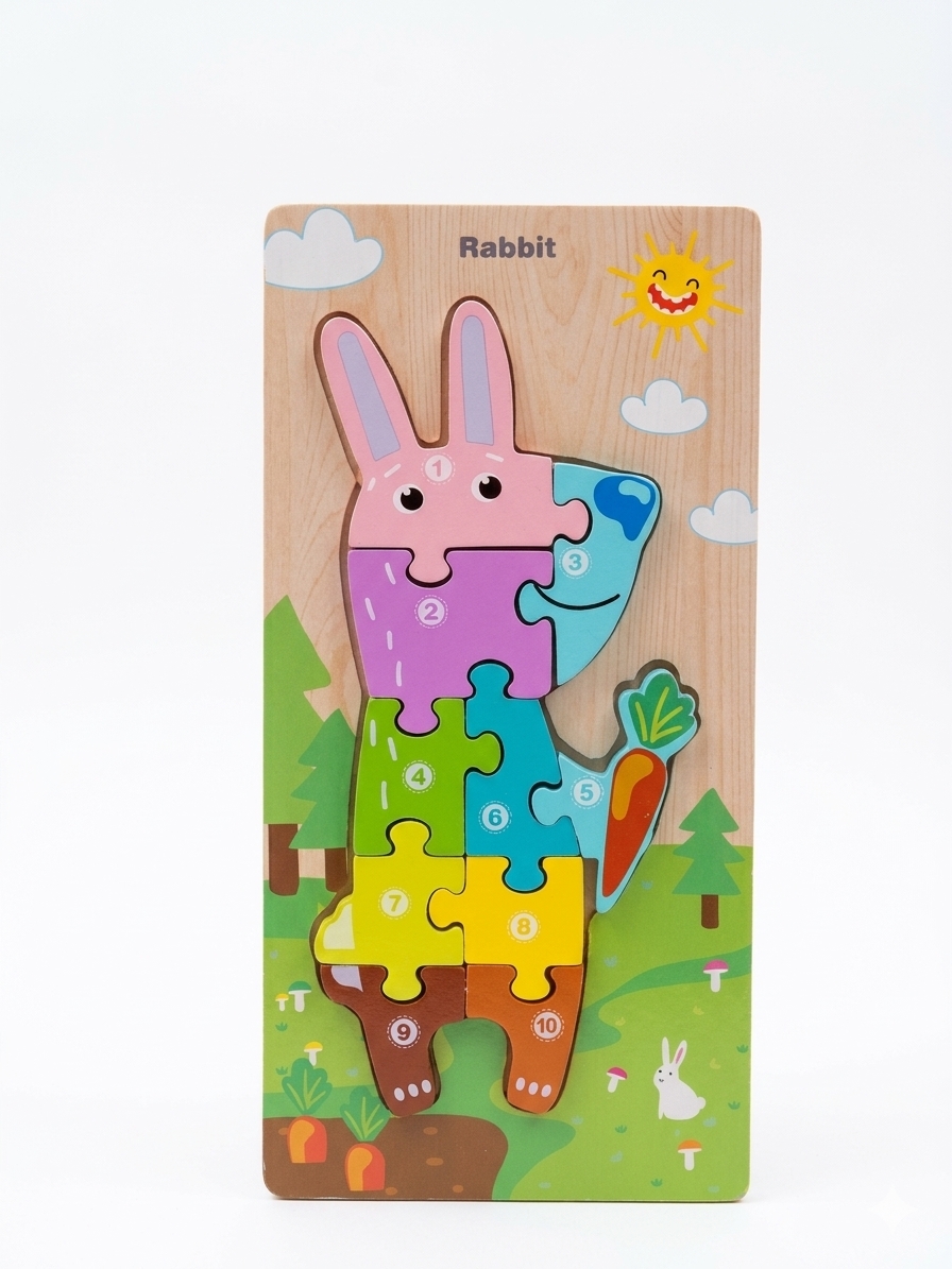 WOODEN NUMBER PUZZLE - 1 RANDOM PCS hover