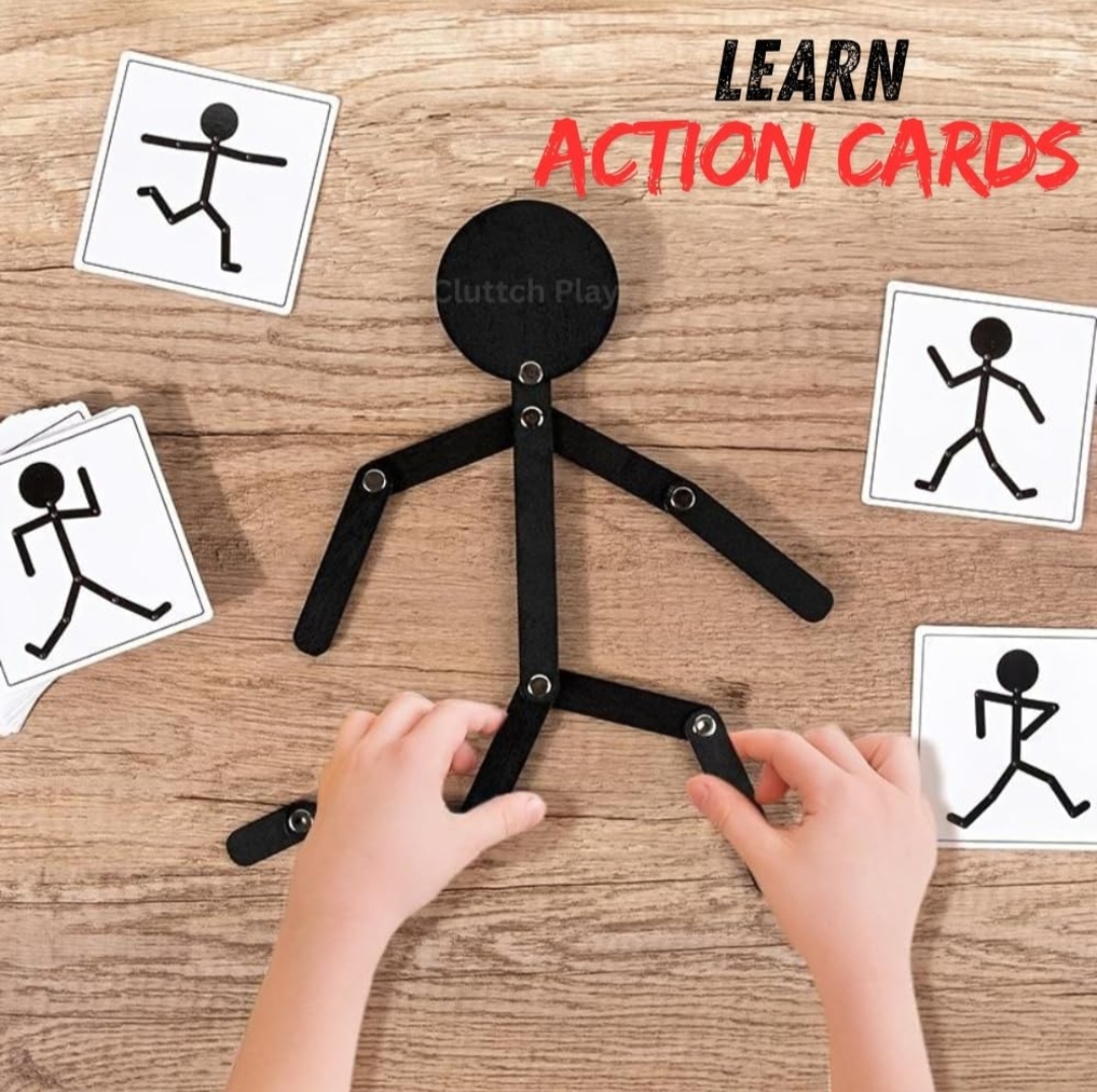 WOODEN STICK MAN TOY WITH PATTERN CARDS hover