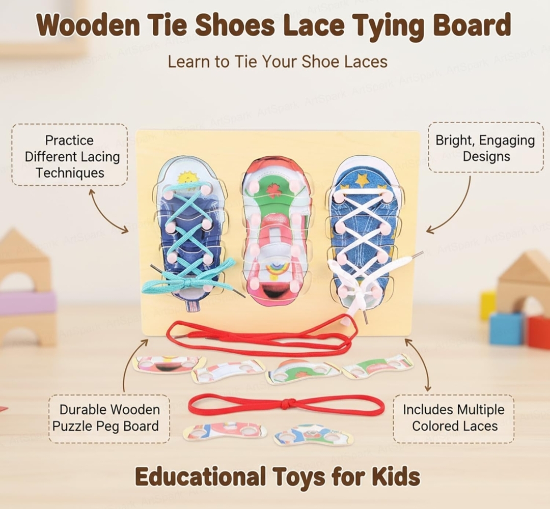 WOODEN SHOE LACE TYING BOARD hover