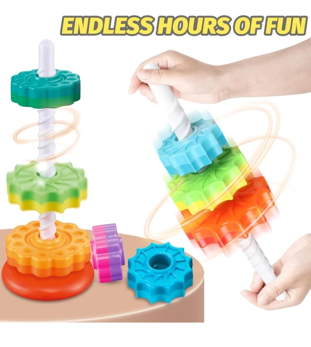 RAINBOW SPINNING TOWER STACKING TOY hover
